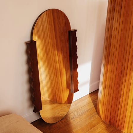 Miroir mural Heju X Nobodinoz bois marron / 53 x 100 cm - NOBODINOZ