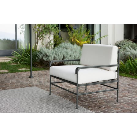 Poltrona imbottita Toscana metallo bianco grigio nero / Ferro & tessuto - Unopiu