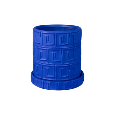 Vaso per fiori Magna Graecia - Greca ceramica blu / Con piattino / Ø 30 x H 39 cm - Terracotta - Seletti