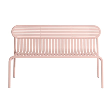 Banc avec dossier Week-End métal rose / Aluminium - L 121 cm - Petite Friture