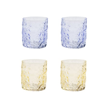 Trunk Glass glass blue yellow / Set of 4 - Ø 8 x H 9 cm - & klevering
