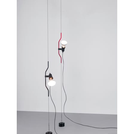 Lampadaire Parentesi métal noir / Branchement secteur - Réédition 1971 - Flos