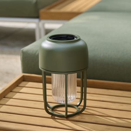 Lampe solaire d'extérieur Light N°1 métal vert / LED - Chargeur à induction inclus - Houe
