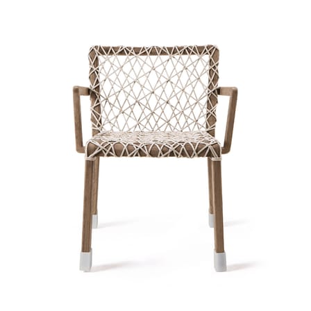 Poltrona Rafael fibra sintetica bianco grigio legno naturale / Teak spogliato e Corda - Ethimo
