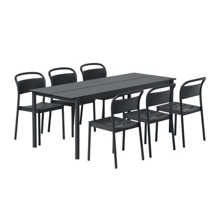 Stapelbarer Stuhl Linear metall schwarz / Stahl - Muuto