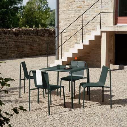 Table carrée Panorama métal vert / 90 x 90 cm - 2 places - TIPTOE