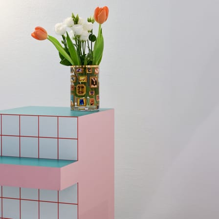Table d'appoint Super Side Table bois quadrillage rouge / 42,3 x 42 cm x H 54,6 cm - Seletti