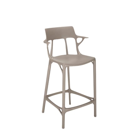 Tabouret de bar A.I plastique gris / 65 cm - Conçu par intelligence artificielle - Recyclé / Seconde vie - Kartell