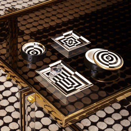 Coupelle Op Art céramique noir / Vide-poches - 18 x 13 cm - Jonathan Adler