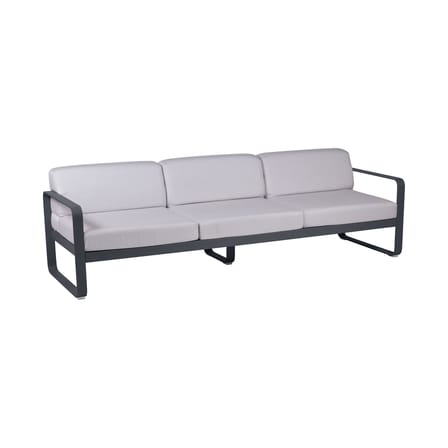 Gartensofa 3-Sitzer Bellevie metall textil weiß grau 3-Sitzer / L 235 cm - Stoffbezug weiß-grau meliert - Fermob