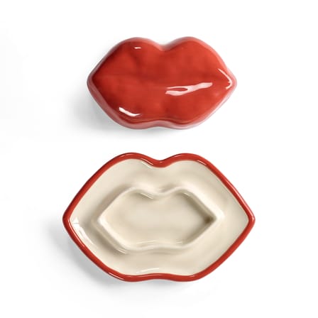 Beurrier Lips céramique rouge / Petit plat avec couvercle - Serax