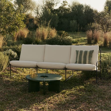 Deya Coffee table stone green / Ø 80 x H 32 cm - Enamelled concrete - Ferm Living