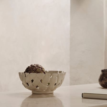Corbeille Plait céramique blanc / Coupe à fruits - Tressé main / Ø 24 cm - Ferm Living