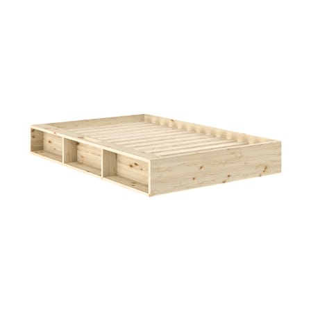 Letto 1 persona Ziggy legno naturale / Per materassi da 120 x 200 cm - Portaoggetti da incasso - KARUP
