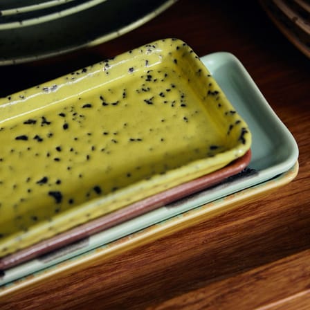 Piatto per dolcetti 70s ceramics ceramica giallo / 7,7 x 13,6 cm - HK LIVING