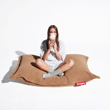Pouf Original Slim Cord tissu beige / 100% recyclé - Velours côtelé - Fatboy