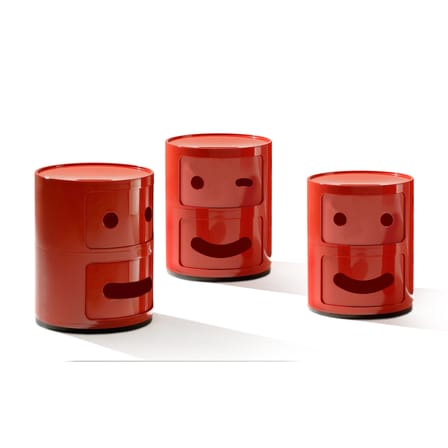 Rangement Componibili Smile N°1 plastique rouge / 2 tiroirs - H 40 cm - Anna Castelli Ferrieri, 1968 - Kartell