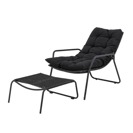 Set fauteuil & repose-pieds Boel / Tressage corde - Coussin inclus - Bloomingville