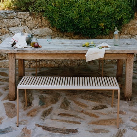 Banc Patio Lames métal blanc / Lattes - L 116 cm - Tolix
