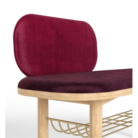 Banc rembourré Eustache tissu bois rouge / L 120 cm - Velours - Hartô