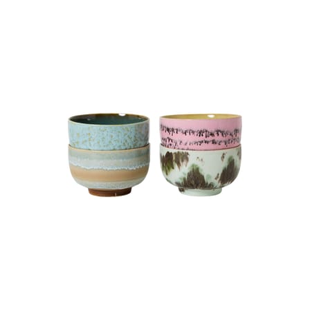 Bol 70s ceramics céramique multicolore / Set de 4 - Ø 13,5 x H 8 cm / 50 cl - HK LIVING