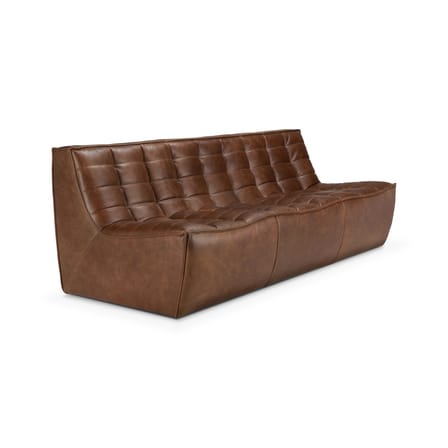 Canapé droit N701 cuir marron foncé / 3 places - L 210 cm - Ethnicraft
