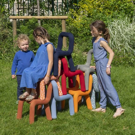 Chaise enfant Mini Bold tissu bleu foncé / Rembourrée - Moustache
