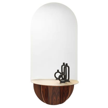 Miroir mural Brame verre bois or / Console - Plateau rabattable - L 80 x H 180 x P 47 cm - Mogg