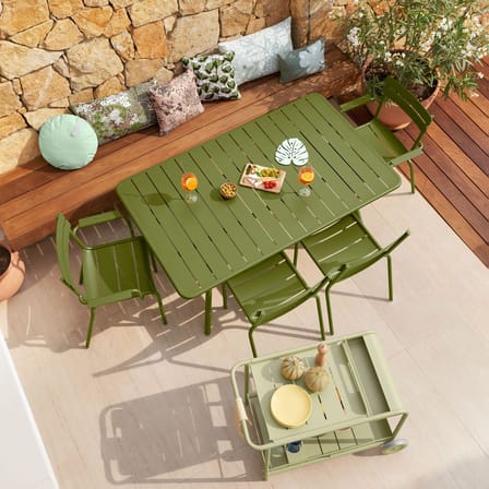 Table rectangulaire Luxembourg métal bleu / 165 x 100 cm - 6 à 8 personnes - Fermob