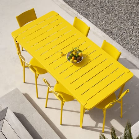 Table rectangulaire Midi métal jaune / 190 x 90 cm - 8 personnes - TIPTOE