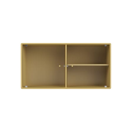 Rangement mural Ripple I bois jaune / Vitrine - L 69,6 x P 20 x H 35,4 cm / Verre ondulé - MONTANA