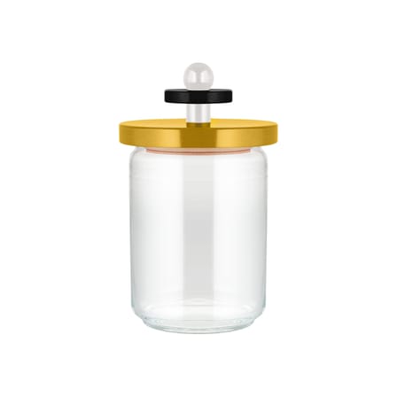 Contenitore ermetico Twergi vetro legno giallo / 100 cl - Di Ettore Sottsass / Collezione Alessi 100 Values - Alessi
