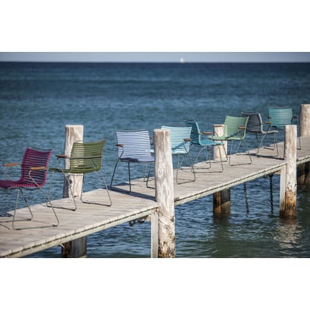 Fauteuil Click Dining plastique vert / Accoudoirs bambou - Houe