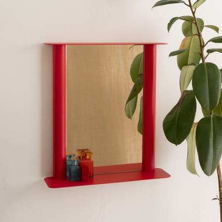 Miroir mural Pipeline Small métal rouge / L 56 x H 60.6 cm - raawii
