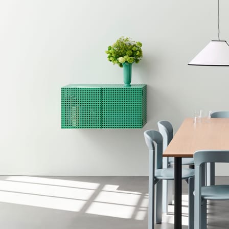 Rangement mural Perforated Cabinet Small métal vert / L 89 x P 40 x H 45 cm - Hay
