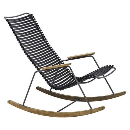 Rocking chair Click plastique noir / bambou - Houe
