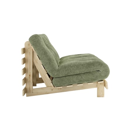 Schlafcouch Roots holz grün / L 140 cm – 3 Positionen / Struktur aus heller Kiefer - KARUP