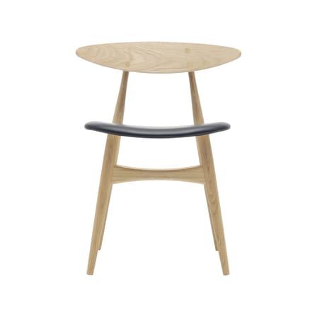 Stuhl CH33P leder holz natur / Hans J. Wegner, 1957 - Gepolsterte Ledersitzfläche - CARL HANSEN & SON