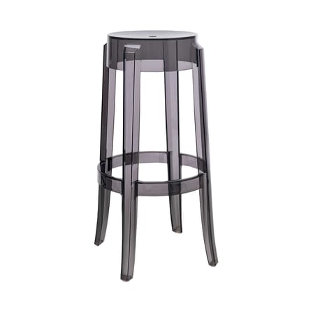 Tabouret haut empilable Charles Ghost plastique gris / H 75 cm - Kartell