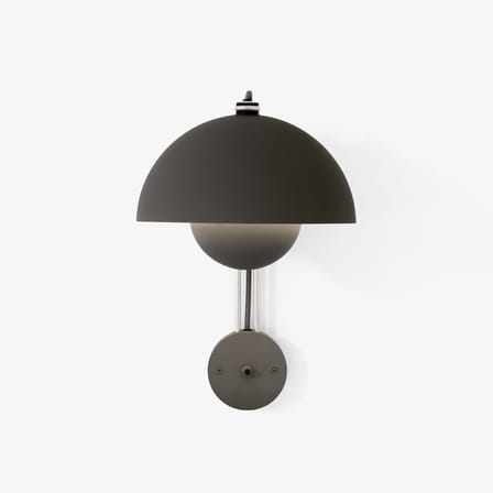 Applique avec prise Flowerpot VP8 métal noir / By Verner Panton, 1968 - Exclusivité - &tradition