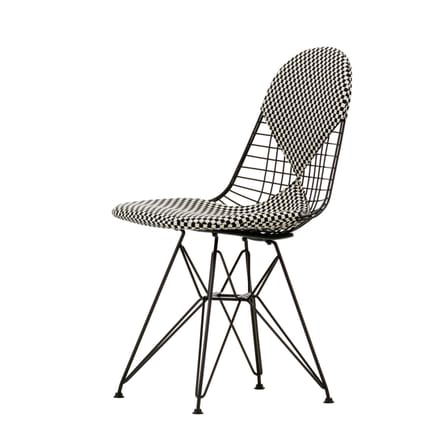 Chaise rembourrée Wire Chair DKR métal tissu noir / By Charles & Ray Eames, 1951 - Vitra