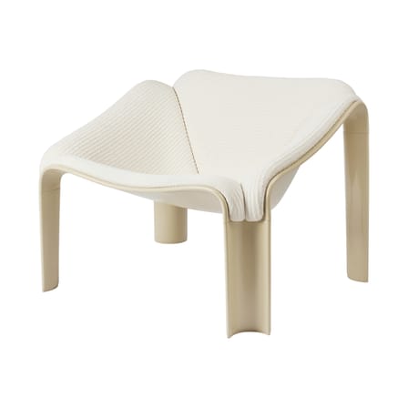 Fauteuil rembourré F300 tissu blanc / Pierre Paulin, réédition 1965 - Gubi