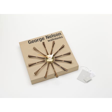 Horloge murale Spindle Clock bois naturel / By George Nelson, 1948-1960 / Ø 57 cm - Vitra