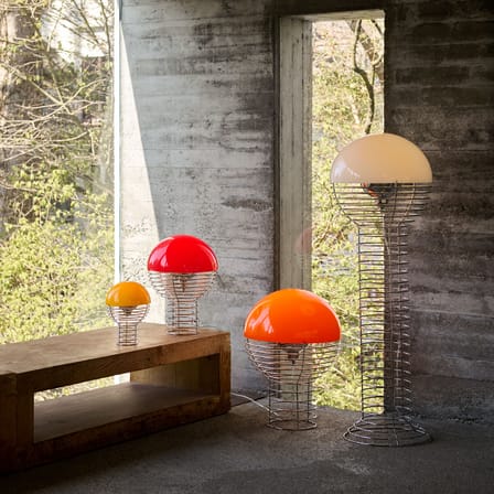 Lampe sans fil rechargeable Wire Portable LED métal orange / Ø 18 x H 25 cm - Verner Panton, 1972 - Verpan