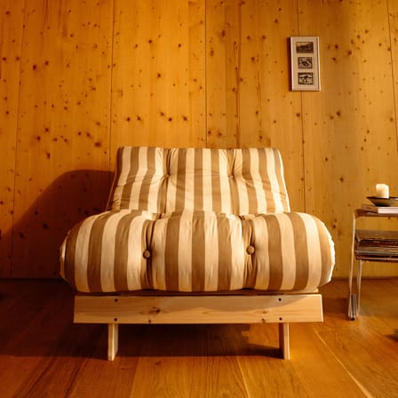 Fauteuil convertible Roots tissu beige / Dormeuse & lit d'appoint - 3 positions / Structure pin clair - KARUP