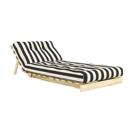 Fauteuil convertible Roots tissu noir / Dormeuse & lit d'appoint - 3 positions / Structure pin clair - KARUP
