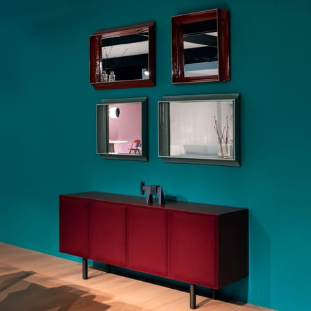 Miroir mural Coves céramique orange / Avec étagère - 60 x 60 cm - Magis