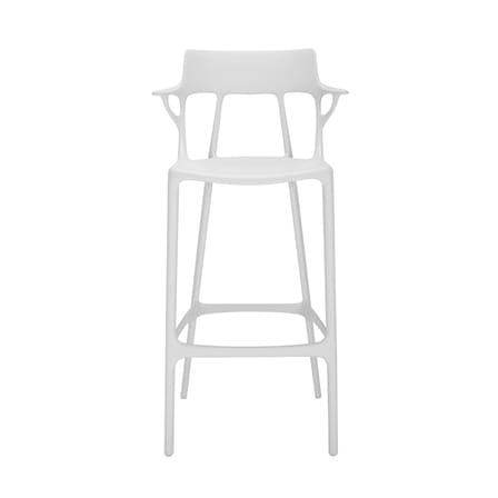 Tabouret de bar A.I plastique blanc / 75 cm - Conçu par intelligence artificielle - Recyclé - Kartell
