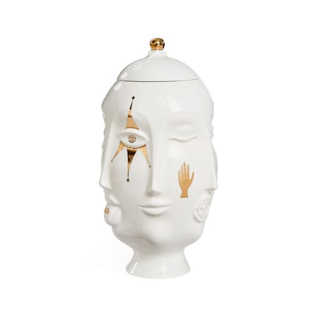 Gilded Muse frida Vase ceramic white gold / Ø 24 x H 31 cm - With lid - Jonathan Adler