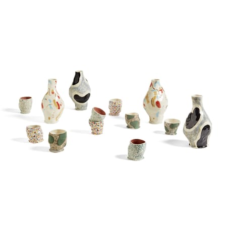 Miro Vase ceramic multicoloured white / Hand-made - Sandstone - Hay